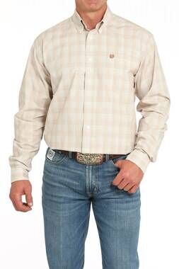 NEW CINCH classic plaid button down shirt in khaki